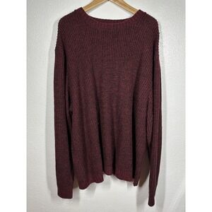 KingSize Sweater Mens 4XL Tall Burgundy Maroon Knit Crewneck Pullover Big & Tall